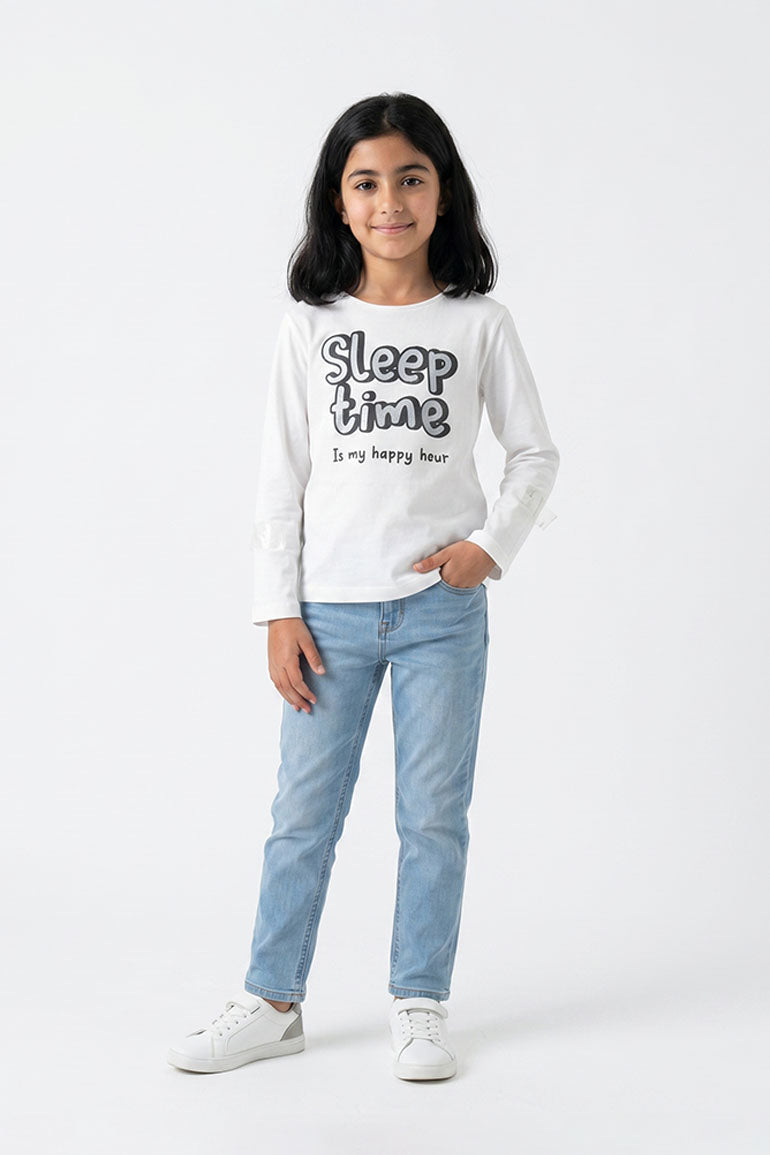 SLOGAN PRINT T-SHIRT FOR GIRLS