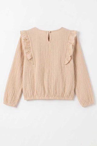 RUFFLE DETAIL TEXTURED BLOUSE FOR GIRLS
