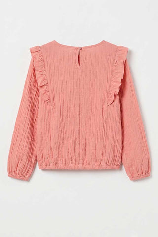 RUFFLE DETAIL TEXTURED BLOUSE FOR GIRLS