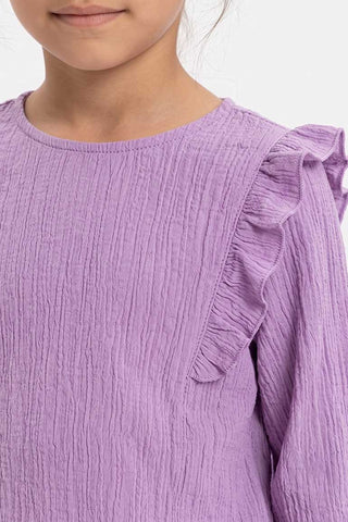 RUFFLE DETAIL TEXTURED BLOUSE FOR GIRLS