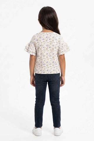 PRINTED RUFFLE SLEEVES BLOUSE FOR GIRLS