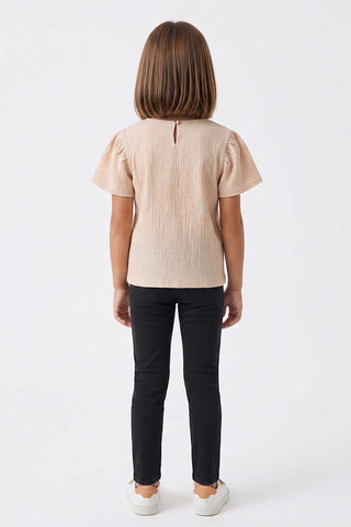 TEXTURED PUFF SLEEVES BLOUSE FOR GIRLS