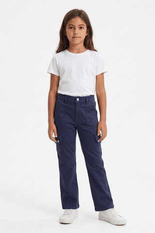 FLARED FIT CARGO PANTS FOR GIRLS