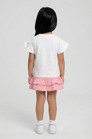 GRAPHIC RUFFLE SLEEVE T-SHIRT FOR BABY GIRLS