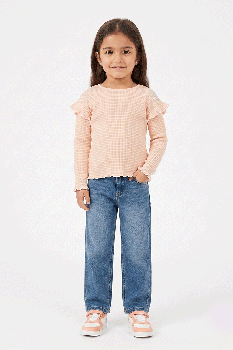 STRIPED RUFFLE T-SHIRT FOR BABY GIRLS