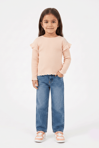 STRIPED RUFFLE T-SHIRT FOR BABY GIRLS