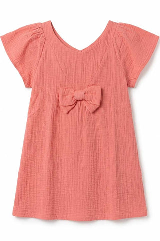 Bow Front Flutter Sleeve Dress For Girl