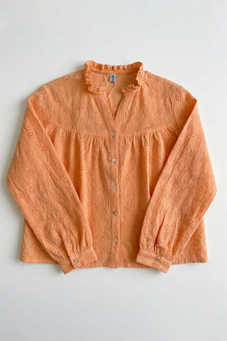 Schiffli Button-Down Blouse For Girl