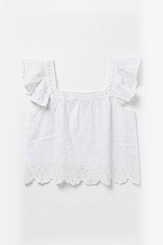 EMBROIDERED RUFFLE BLOUSE FOR WOMEN