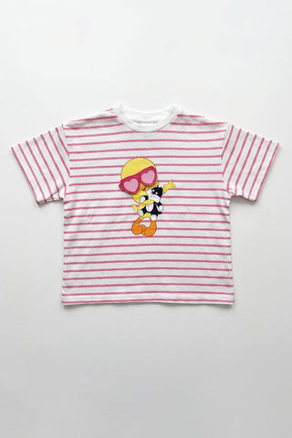STRIPED CHARACTER GRAPHIC T-SHIRT FOR BABY GIRLS
