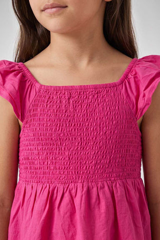 SMOCKED RUFFLE SLEEVES TOP FOR GIRLS