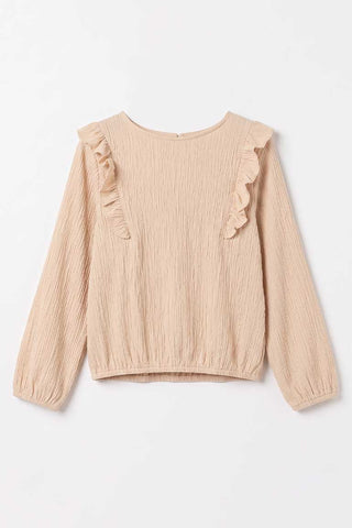 RUFFLE DETAIL TEXTURED BLOUSE FOR GIRLS