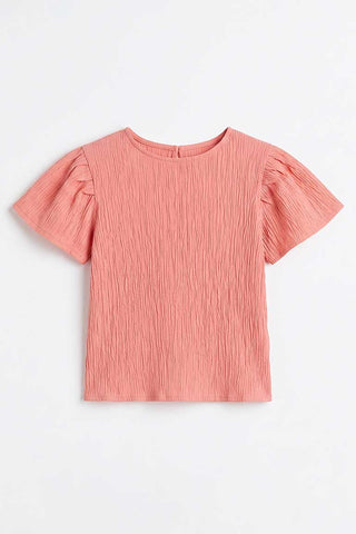 TEXTURED PUFF SLEEVES BLOUSE FOR GIRLS