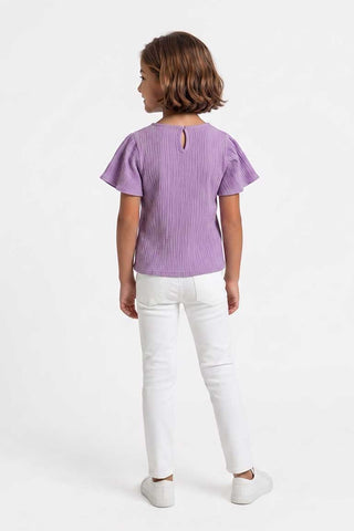 TEXTURED PUFF SLEEVES BLOUSE FOR GIRLS
