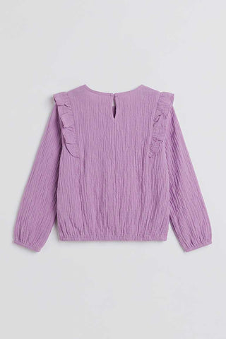 RUFFLE DETAIL TEXTURED BLOUSE FOR GIRLS
