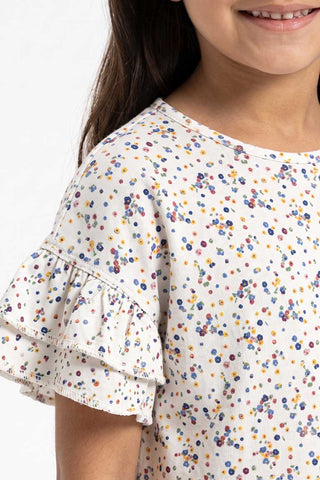 PRINTED RUFFLE SLEEVES BLOUSE FOR GIRLS