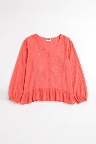 EMBROIDERED PEPLUM BLOUSE FOR WOMEN