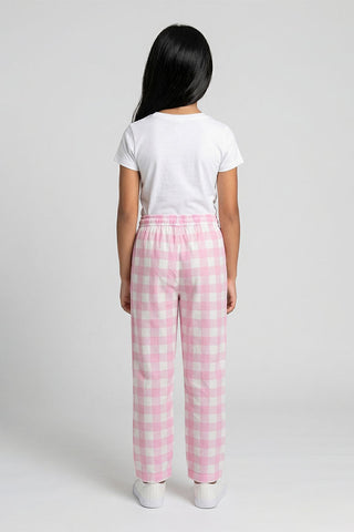 CHECKERED PULL-ON PANTS FOR GIRLS
