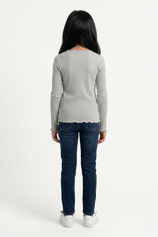 RIBBED FULL SLEEVES T-SHIRT FOR GIRLS