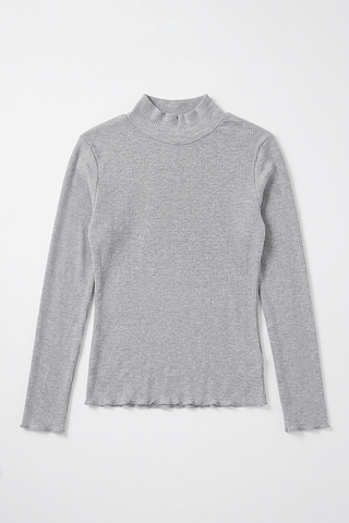 RIBBED MOCK NECK T-SHIRT FOR GIRLS