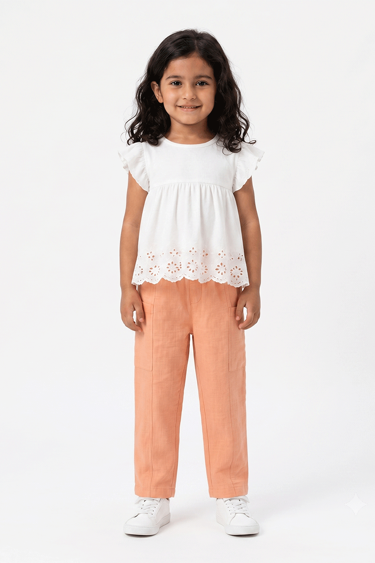 TEXTURED PULL-ON PANTS FOR BABY GIRLS