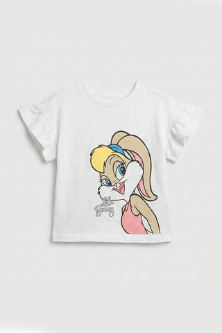GRAPHIC RUFFLE SLEEVE T-SHIRT FOR BABY GIRLS