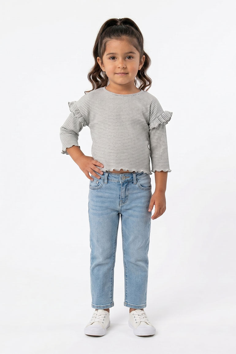 STRIPED RUFFLE T-SHIRT FOR BABY GIRLS