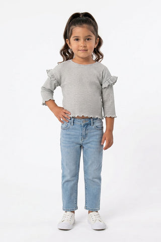 STRIPED RUFFLE T-SHIRT FOR BABY GIRLS