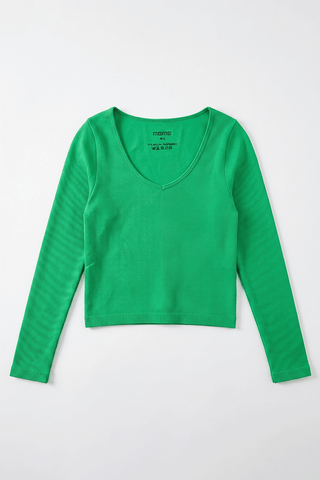 ACTIVEWEAR RIBBED LONG SLEEVES T-SHIRT FOR WOMEN