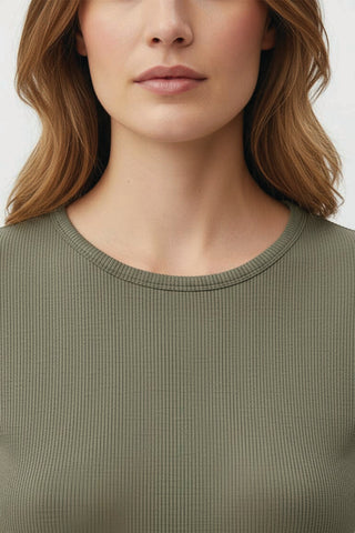 Ribbed Basic T-Shirt For Women