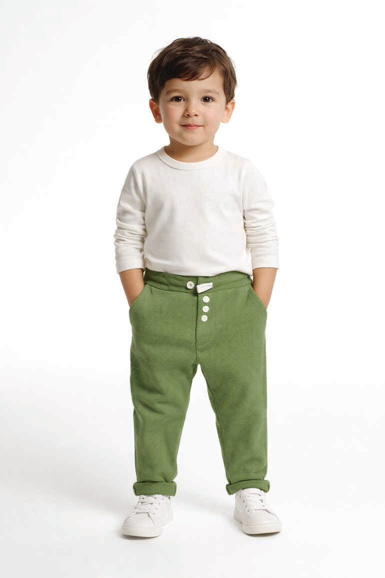 Waffle Knit Trousers For Baby Boy