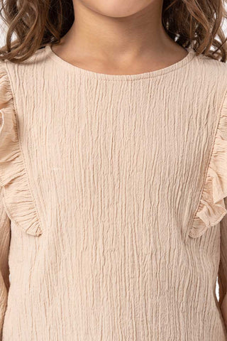 RUFFLE DETAIL TEXTURED BLOUSE FOR GIRLS