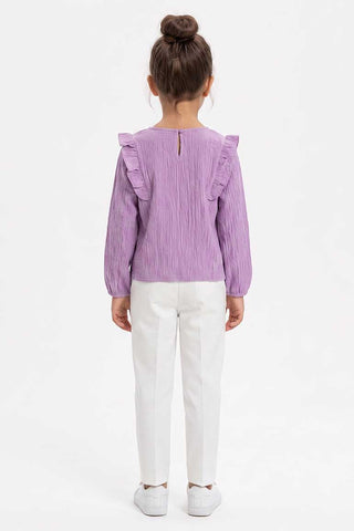 RUFFLE DETAIL TEXTURED BLOUSE FOR GIRLS