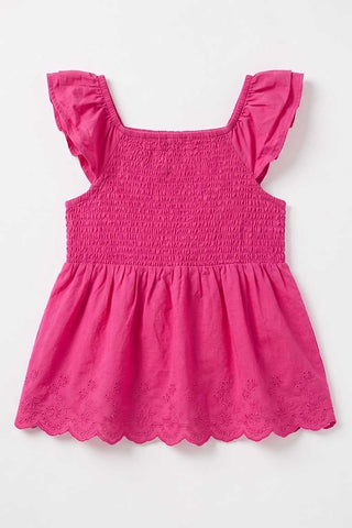 SMOCKED RUFFLE SLEEVES TOP FOR GIRLS