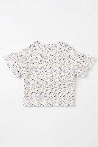 PRINTED RUFFLE SLEEVES BLOUSE FOR GIRLS