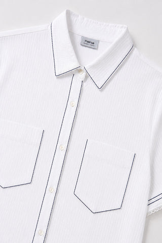 BUTTON DOWN SHIRT WITH CONTRAST STITCH FOR WOMEN
