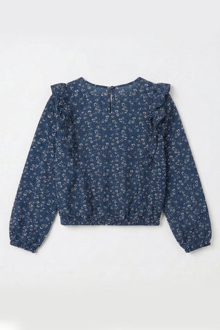 PRINTED RUFFLE TOP FOR GIRLS