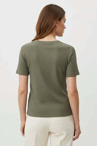 Ribbed Basic T-Shirt For Women