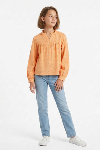 Schiffli Button-Down Blouse For Girl