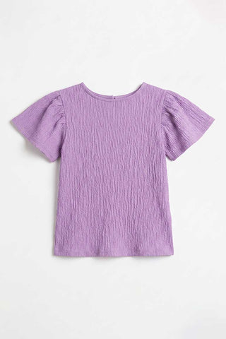 TEXTURED PUFF SLEEVES BLOUSE FOR GIRLS