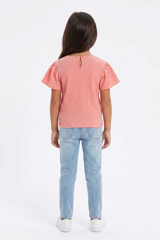 TEXTURED PUFF SLEEVES BLOUSE FOR GIRLS