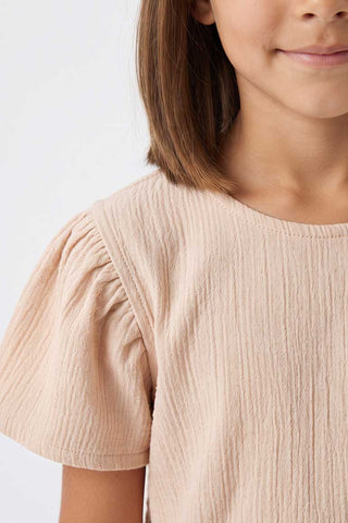 TEXTURED PUFF SLEEVES BLOUSE FOR GIRLS