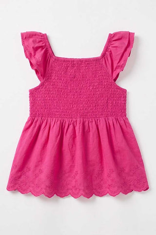SMOCKED RUFFLE SLEEVES TOP FOR GIRLS