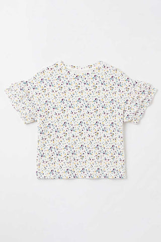 PRINTED RUFFLE SLEEVES BLOUSE FOR GIRLS