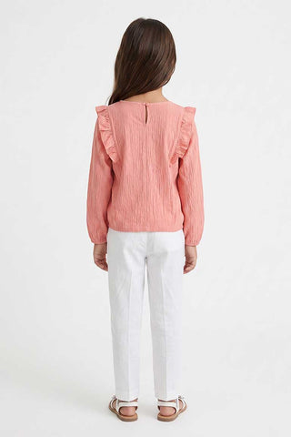 RUFFLE DETAIL TEXTURED BLOUSE FOR GIRLS