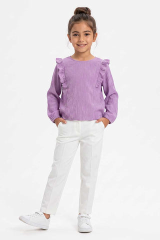 RUFFLE DETAIL TEXTURED BLOUSE FOR GIRLS