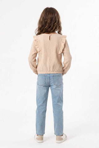 RUFFLE DETAIL TEXTURED BLOUSE FOR GIRLS