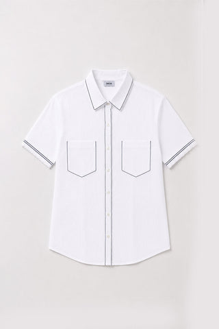 BUTTON DOWN SHIRT WITH CONTRAST STITCH FOR WOMEN