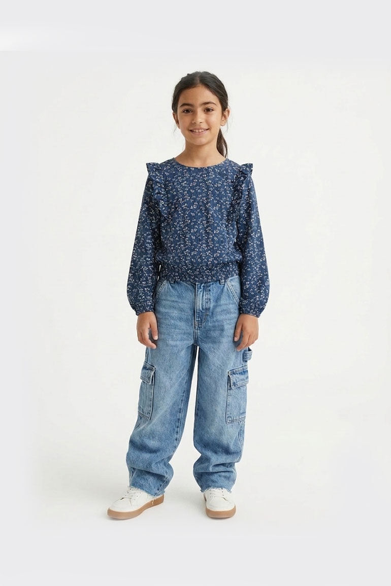 PRINTED RUFFLE TOP FOR GIRLS