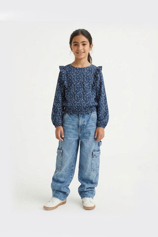 PRINTED RUFFLE TOP FOR GIRLS